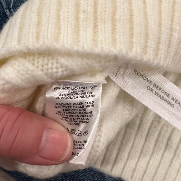 **NWT LOFT Ivory W/Red, Pink & Blue Fair Isle Turtleneck Cable Sweater - Picture 7 of 7